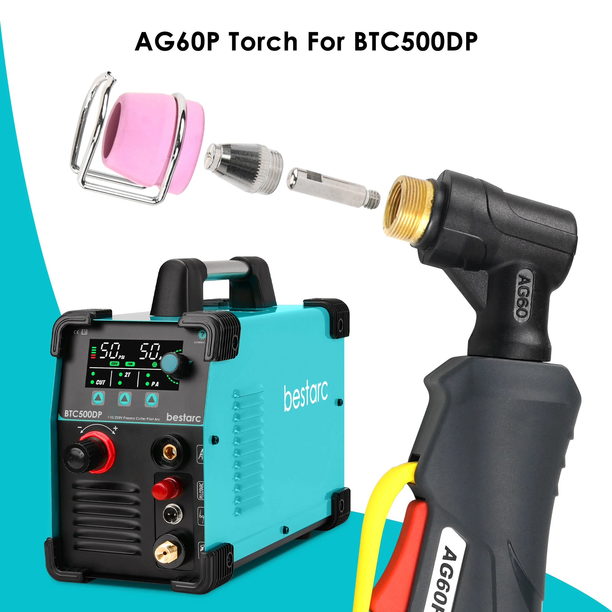 bestarc AG60P Plasma Cutter Consumables Cutting Torch Tip Nozzles 24 pcs Suitable for AG60 WSD60 AG60P and BTC500DP 4