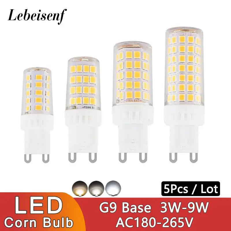 

5Pcs/Lot New G9 Base LED Ceramic Corn Light Bulb 3W 4W 5W 7W 9W 3 Color Dimming Warm White Natural Light Cool White AC180-265
