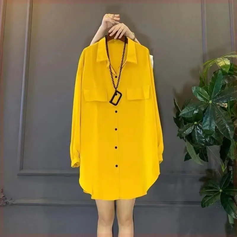 Women's Casual Streetwear Oversized Y2K Button Shirt Korean Fashion Solid Long Sleeve Pockets Blouse Irregular Tunic Tops Blusas