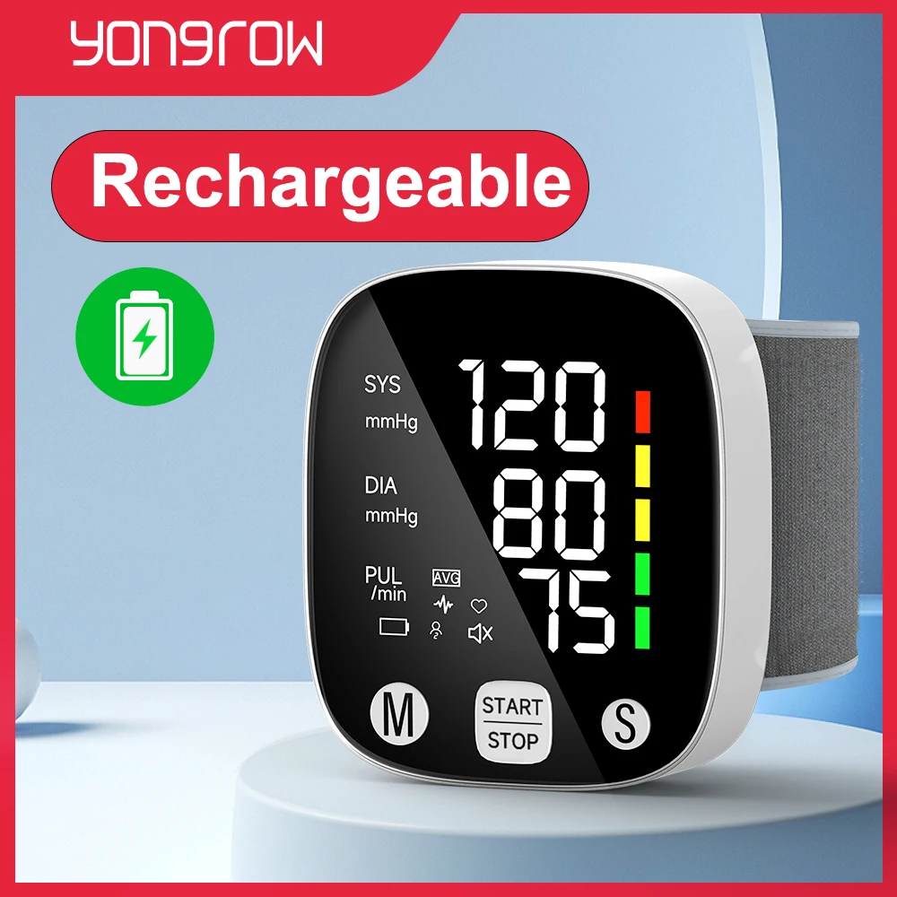 

Yongrow New LED Rechargeable Wrist Blood Pressure Monitor English/Russian Voice Broadcast Tonometer BP Monitor Sphygmomanometer