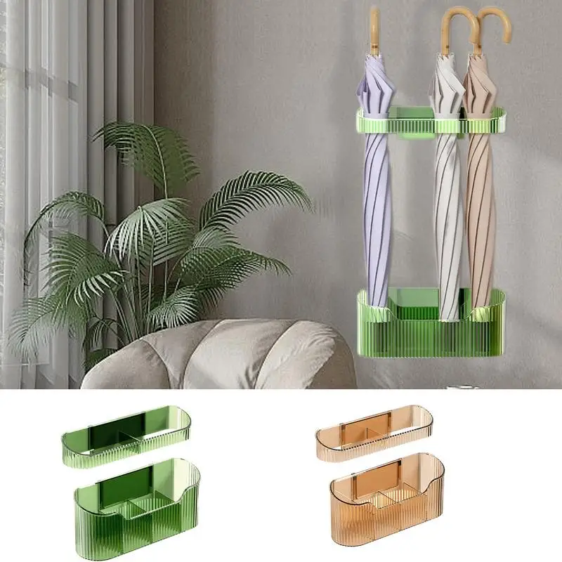 Umbrella Stands For Entryway Wall Mount Umbrella Rack Space-Saving Adjustable Stand Basket Organizer For Long And Short