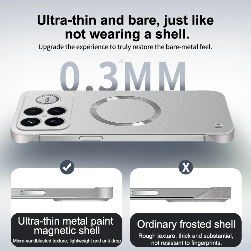 Enhanced Borderless Metallic Paint Magnetic Phone Case - Thin, Magsafe-Compatible
