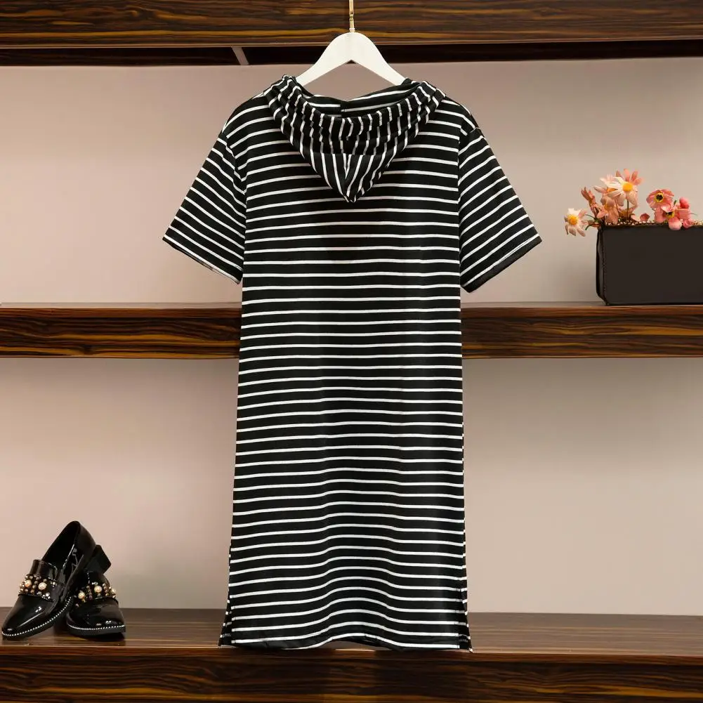 

Plus Size Female Dress Hooded Loose Fit Summer Casual Dress Stylish Loose Waist Summer Female Dress Dating Wear