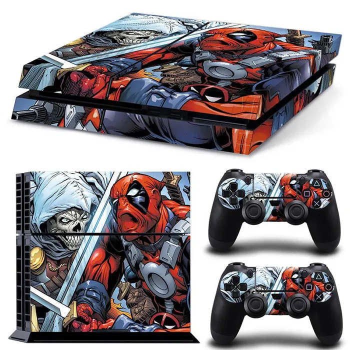 Marvel Spider Man Deadpool Vinyl Skin Sticker for PS4 Slim Console and 2 Controllers Decal Cover Game Accessories 