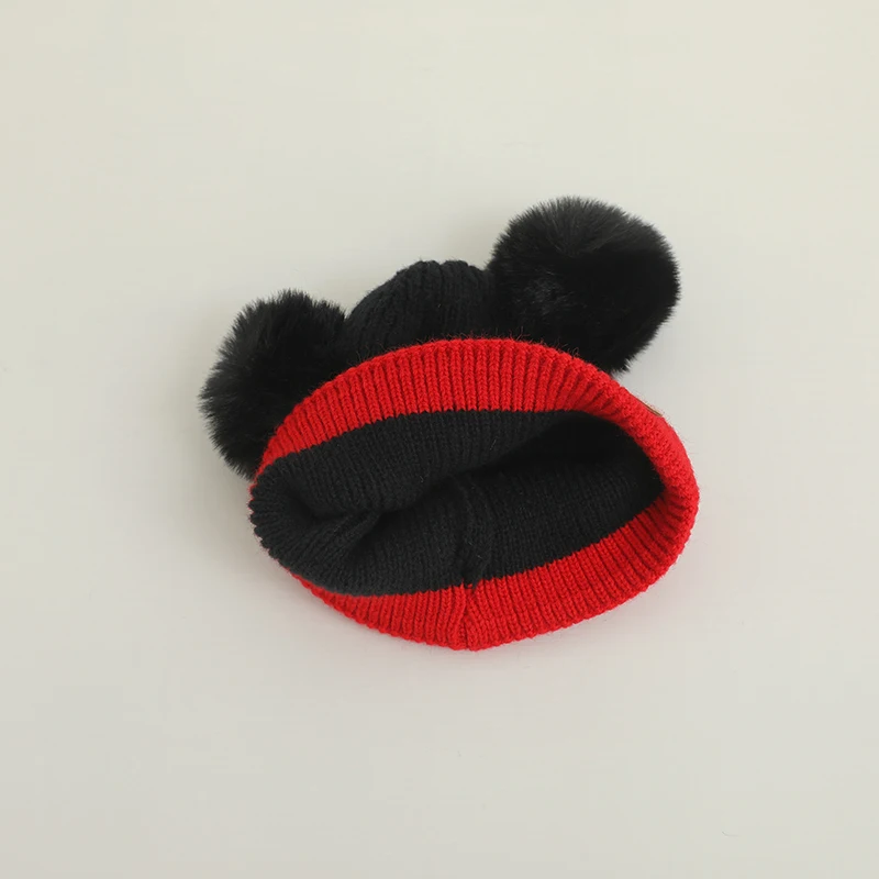 Cozy Winter Baby Hat Soft Cartoon Mouse Head Hat for Girls Boys Pom Pom Ball Hat for Kids Outdoor Warm Newborn Cap Infant Hats 6