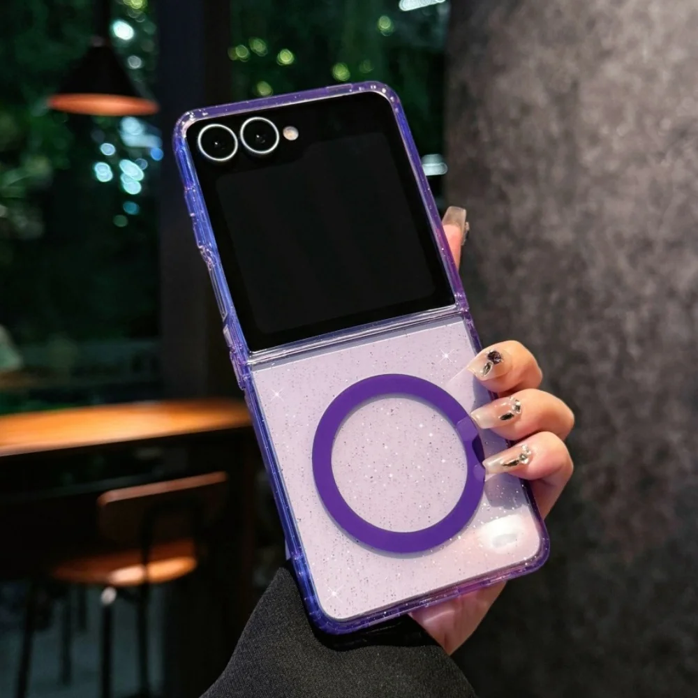 Glitter Transparent Wireless Charging Case for Samsung Galaxy Z Flip Series