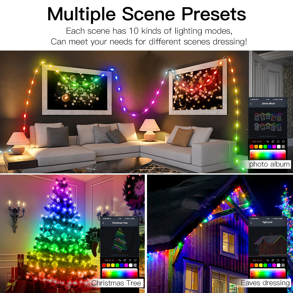 Bluetooth Color Changing LED Christmas Tree Lights With Remote