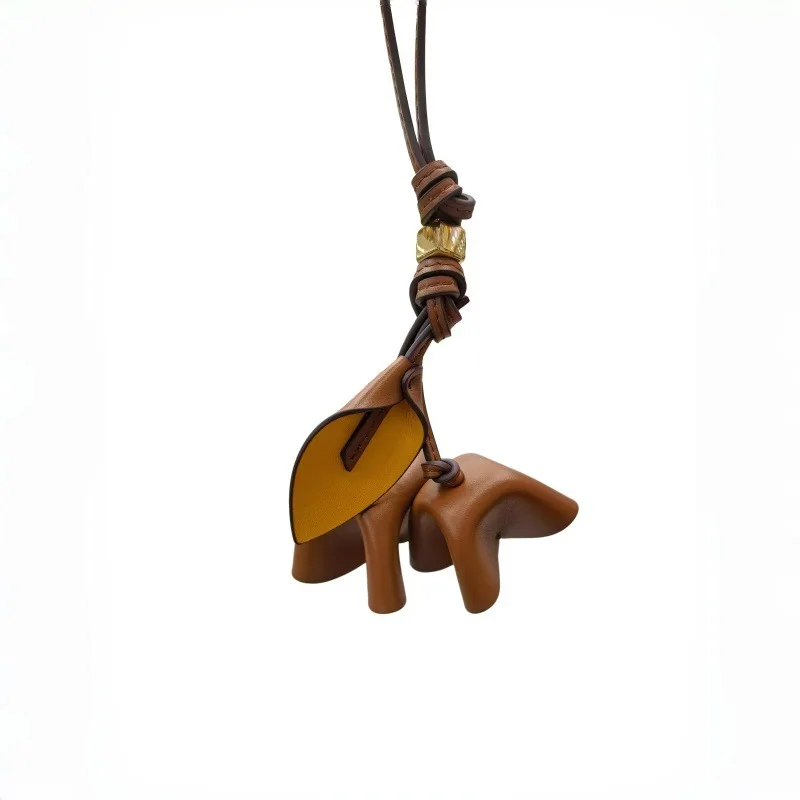Handmade Floral Cowhide Leather Bag Charm – Versatile Pleated Flower Decoration