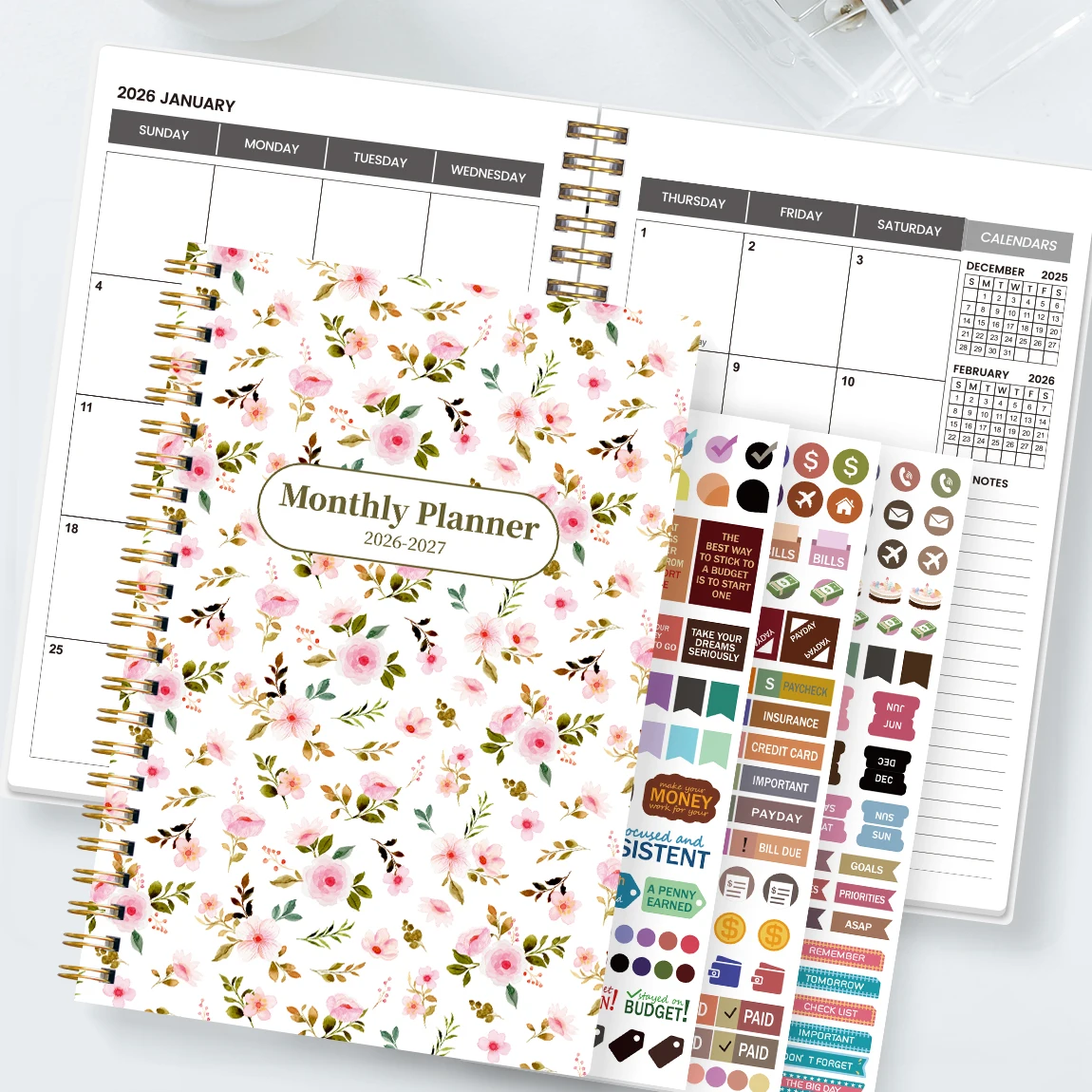 2026-2027 A5 Weekly & Monthly Planner – Jan 2026 to Dec 2027 Spiral Organizer with Calendar & Notes, School & Office Supplies