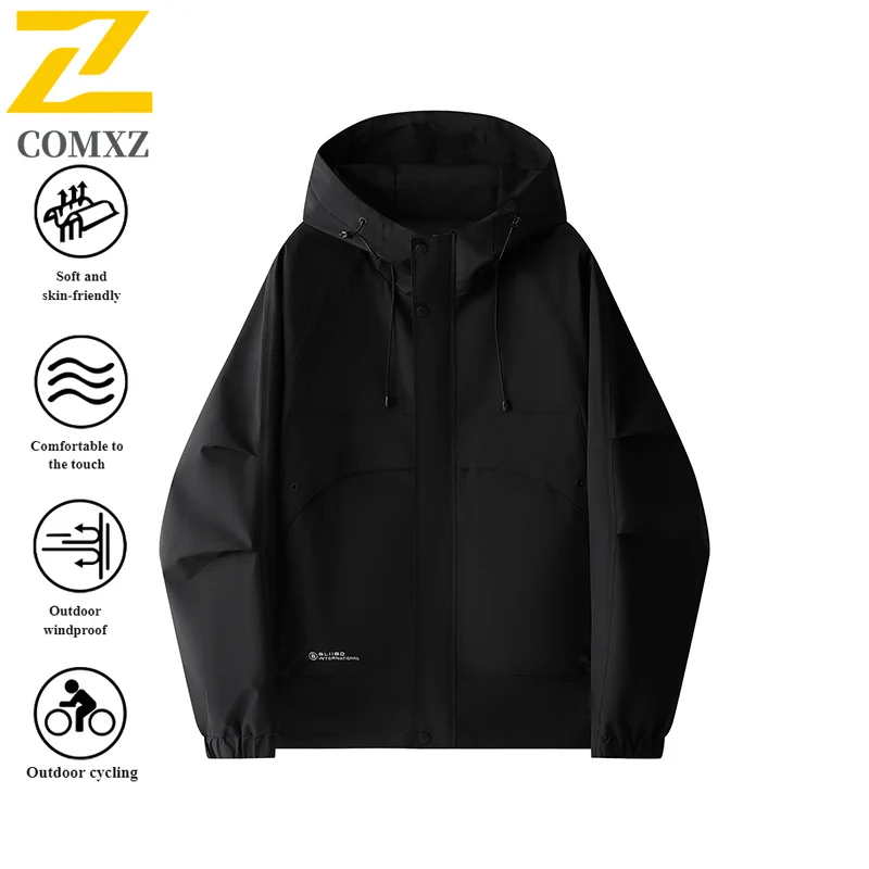 EiAO  Jacket Men's American Workwear Waterproof Windproof Multi-Pocket Outdoor Coat for Hiking Camping Fishing Urban Adventure