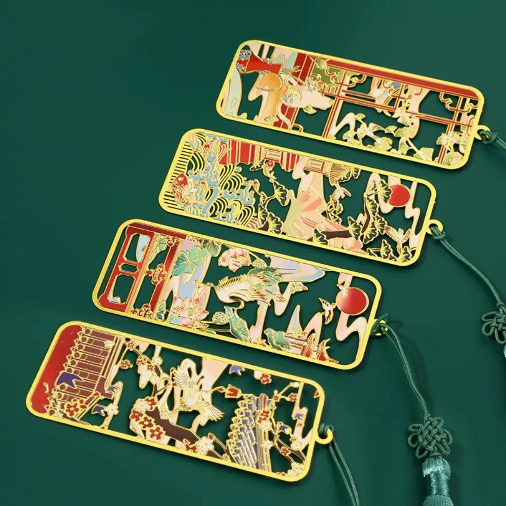 

Book Paginator Tassel Pendant Bookmark Hollowed Out Chinese Style Metal Book Page Marker Pagination Mark Book Clips