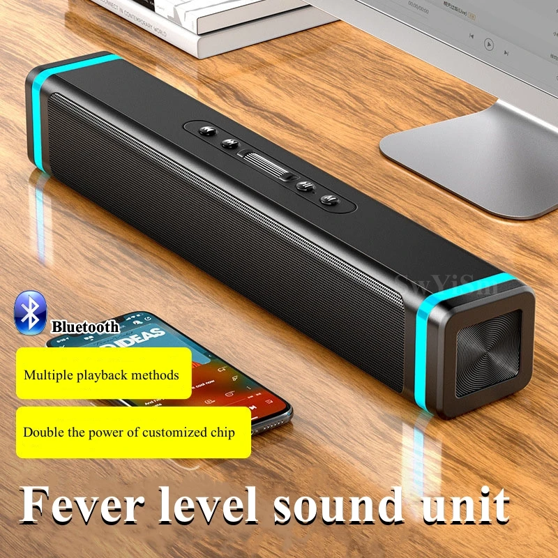 

Portable Strip Sound Blaster Dual Horn Stereo Outdoor Wireles Subwoofer With RGB Lamp Is Suitable For Bluetooth Speaker OF PC TV