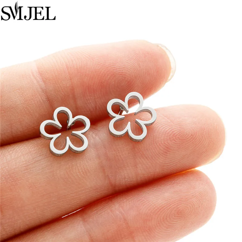 thumbnail image 1 of Mini pendientes de acero inoxidable para mujer, aretes simples en forma de U, estrella pequeña, corazón, cruz, flor, triángulo, oreja perforada, 1 of 2
