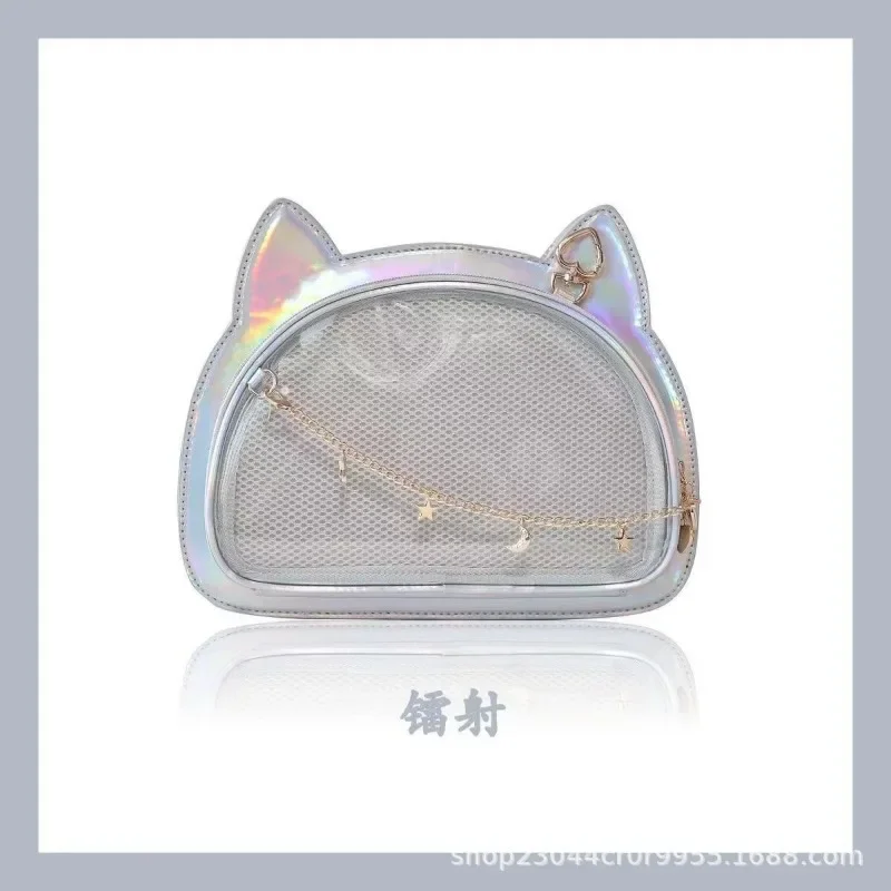 thumbnail image 1 of Lindo bolso japonés Y2K 2024, nuevo bolso de mano para mujer, estilo uniforme con orejas de gato, estilo Harajuku gótico, de un solo hombro, bolsos de PU transparentes, 1 of 5