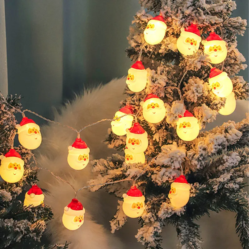 

2022 New 10/20LED Snowman Santa Claus Fairy Garland String Lights Battery Powered Christmas Lights for Home Party Wedding Decor
