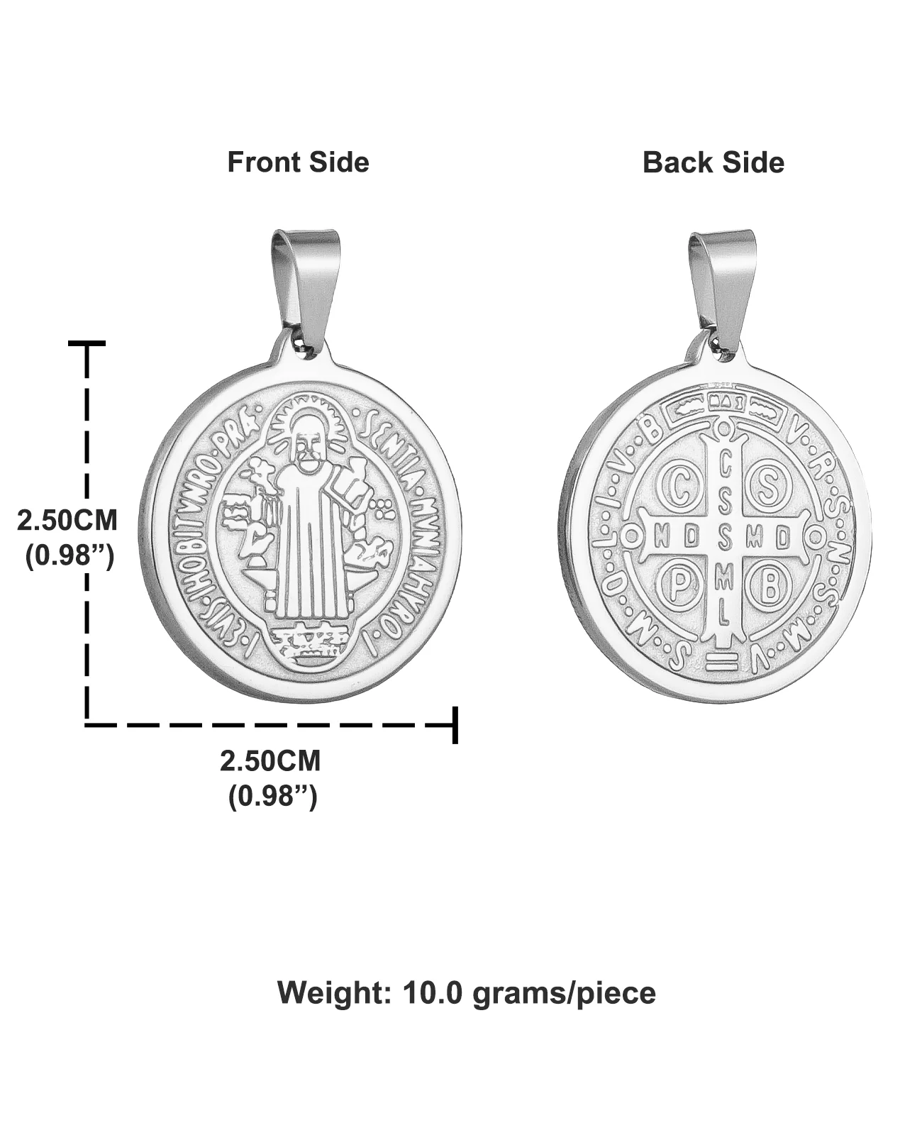Stainless Steel St. Benedict Medal Pendant