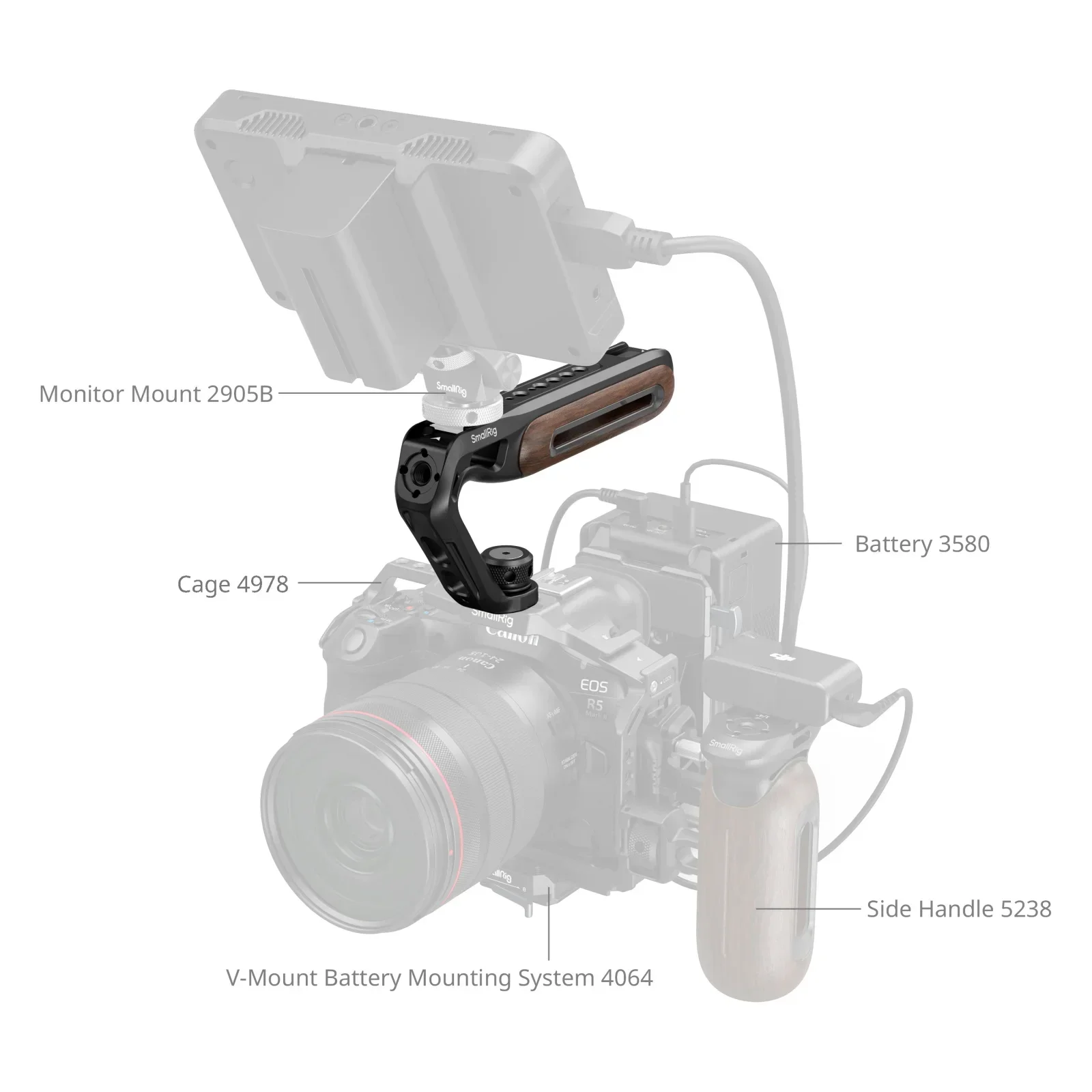 SmallRig Top Handle with Cold Shoe Mount / NATO Clamp / (1/4" & 3/8") Two-in-O