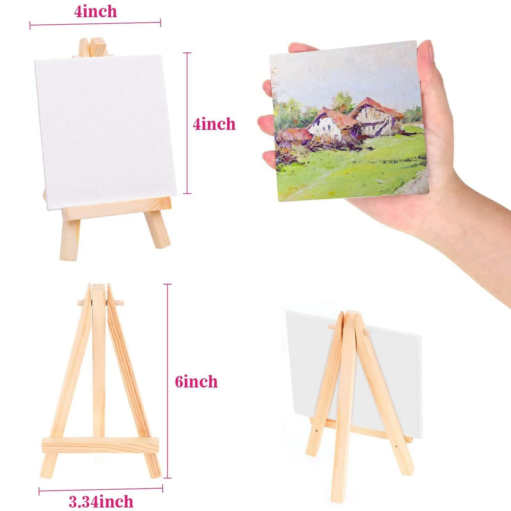 이젤, 그림 캔버스 패널이있는 40Pcs 미니 캔버스 드로잉 보드, 미술 그림 파티 용품에 적합