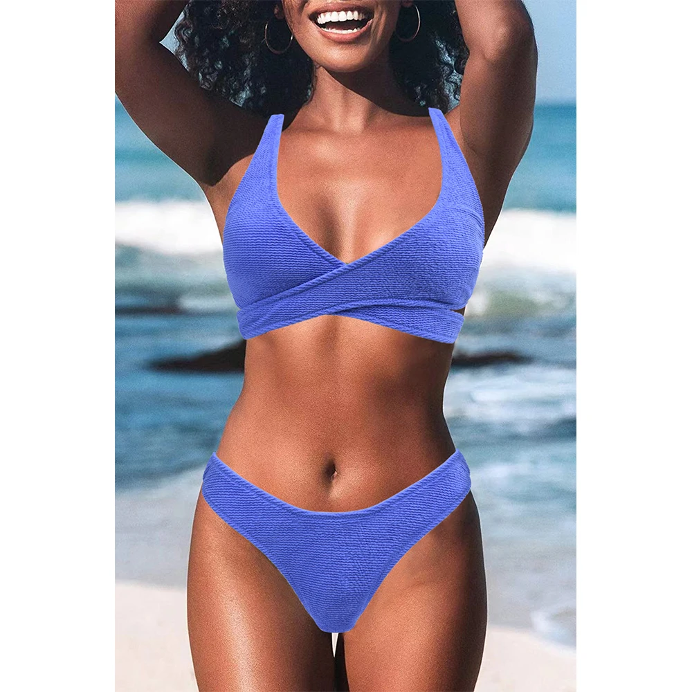 

ASBAYSON High Waist Womens Bikini Swimsuits Sexy Cross Bandage Two Pieces Swimwear 2022 Beach Wear Swim Suit