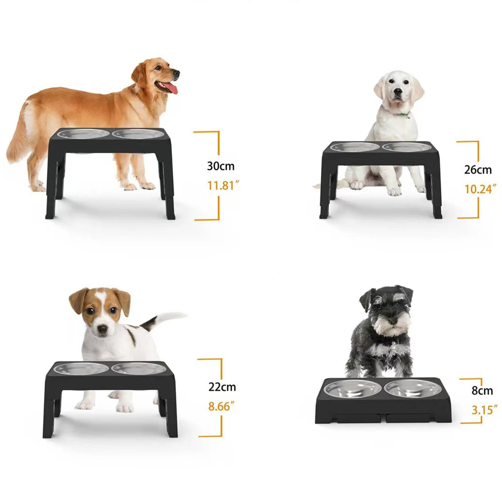 Adjustable Elevated Stainless Steel Dog Bowls Feeder Stand