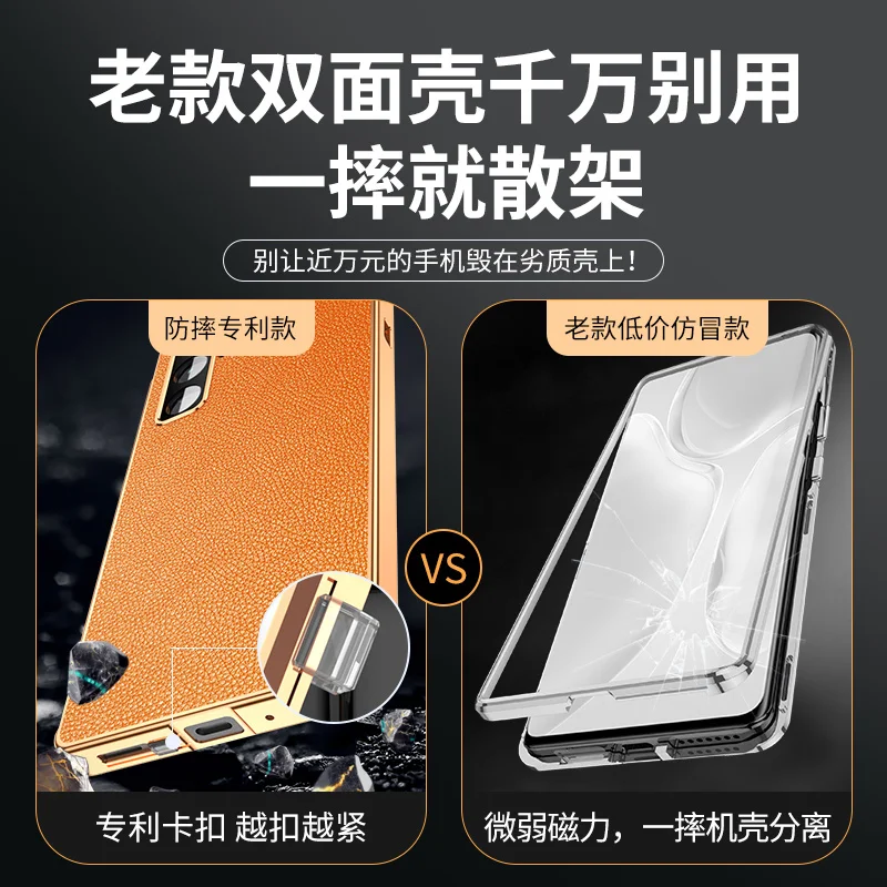 Leather Flip Case with 360° Tempered Glass and Double-Sided Protection in Sleek Design