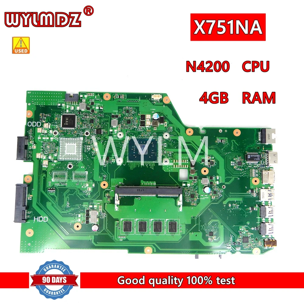 

X751NA with N4200CPU 4GB RAM Mainboard For Asus X751NV X751NC X751N K751N Laptop Motherboard