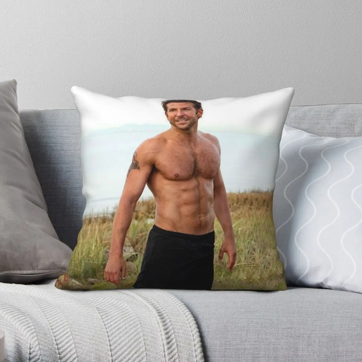 

Bradley Cooper Shirtless Square Pillowcase Polyester Linen Velvet Creative Zip Decorative Car Cushion Cover