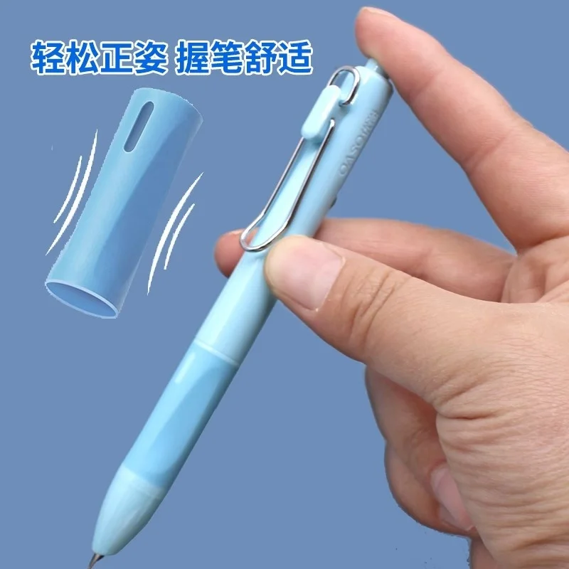 OASO K018 Sealed Press Fountain Pen Retractable 0.5mm Nib Press Office School Student Pen Set with 2pcs Blue Ink Cartridges 4