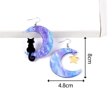 Glitter Moon Cat Earrings