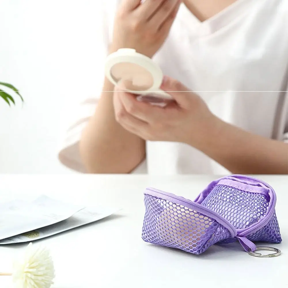 Portable Multicolor Data Cable Storage Bag Multipurpose Zipper Closed Mesh Makeup Bag Bluetooth Earphone 3D Coin Purse Unisex