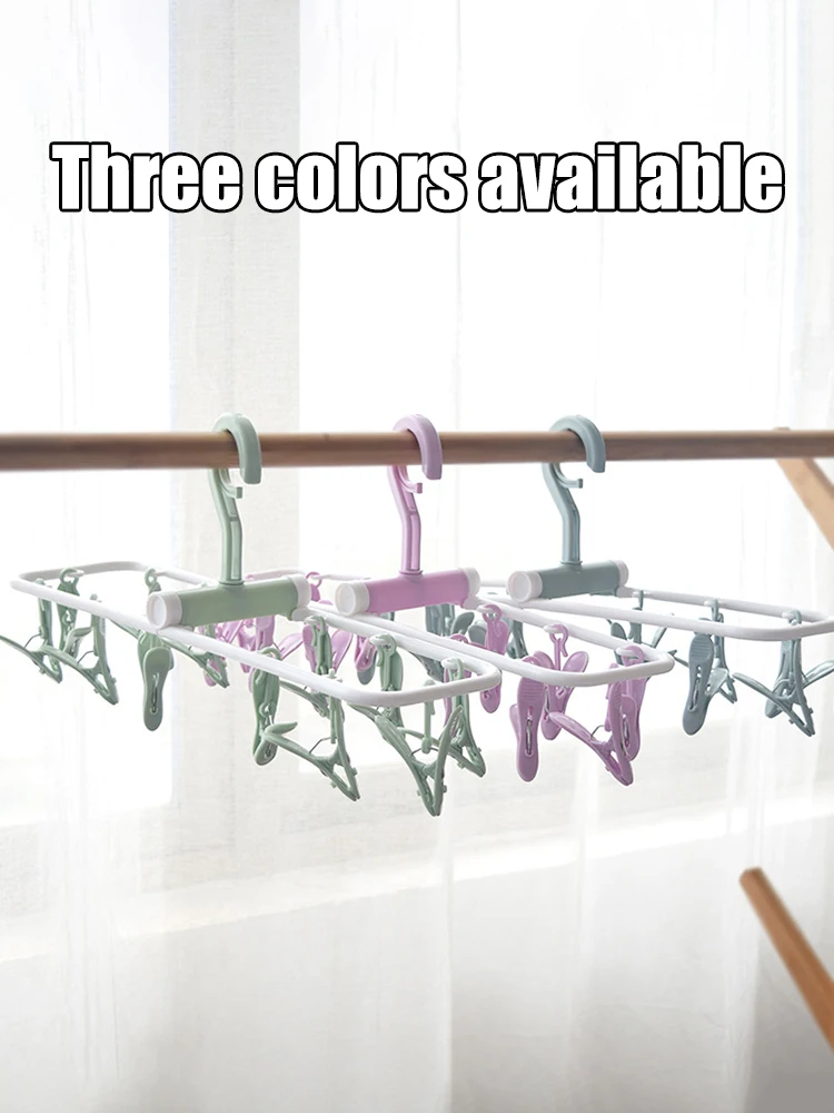 Description Picture 3 of item1PC Folding Sock Clip 12 Jacket Rack Foldable Portable Drying Rack Home Underwear Socks Bedroom Storage