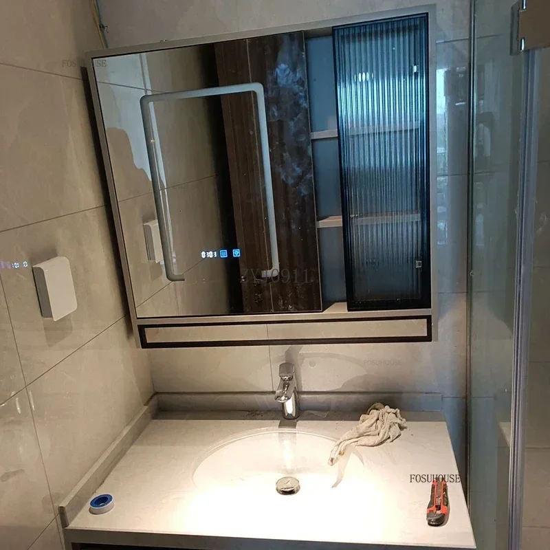 Designer Bathroom Cabinets with Light Wall Mounted Toilet Mirror Cabinet Bathroom Furniture Home Storage Dressing Mirror q