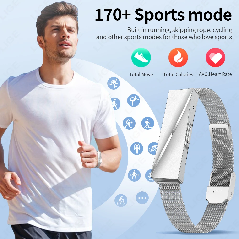 LIGE 2026 전화 알림 스마트 팔찌 심박수 혈중 산소 HRV 모니터 걸음 수 측정기 스포츠 피트니스 트래커 커플 스마트 손목밴드