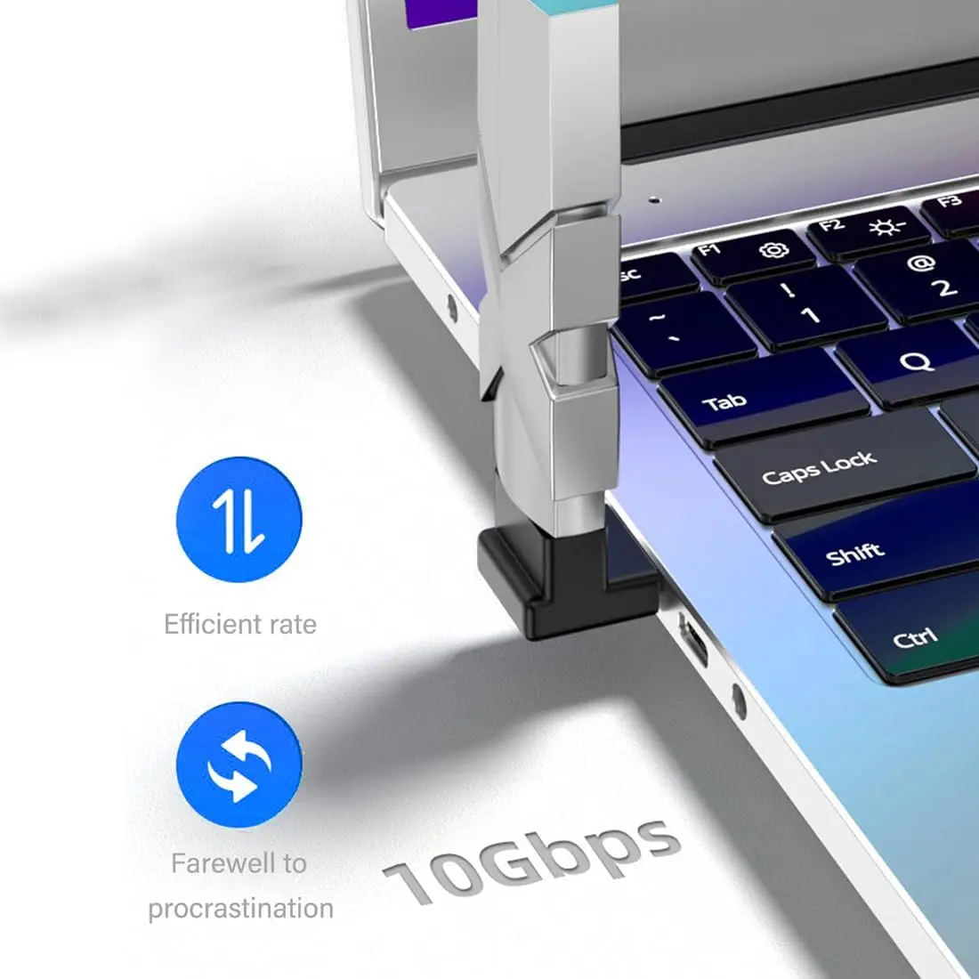 10Gbps USB 3.2 남성-여성 어댑터, 90도 L자형 USB 연장 커넥터, USB 3.0/2.0 장치와 호환 가능