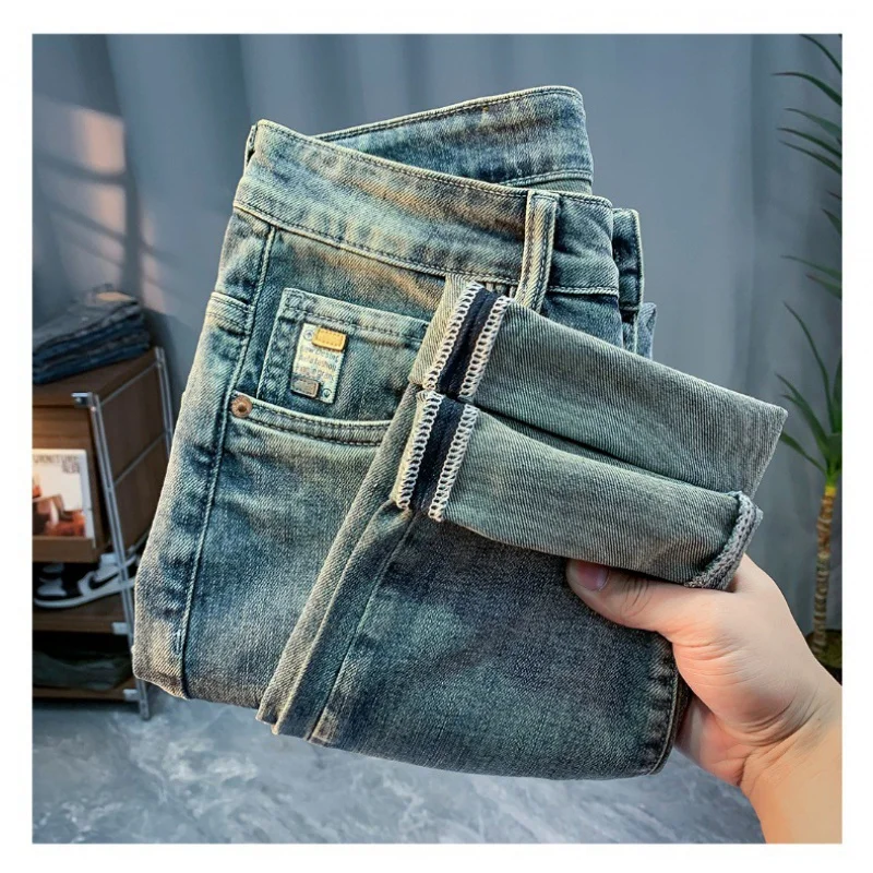 High-End Affordable Luxury Jeans Men's 2024 Spring New Slim Fit Skinny Pants Saggy Casual Fashion Brand Embroidered Trousers