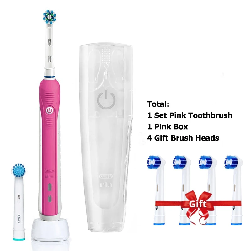 thumbnail image 1 of Cepillo de dientes eléctrico Oral B Pro600, cepillo de dientes 3D White Teeth, cabezal redondo, elimina la placa, cepillo de dientes sónico, resistente al agua, con cabezal adicional, 1 of 5