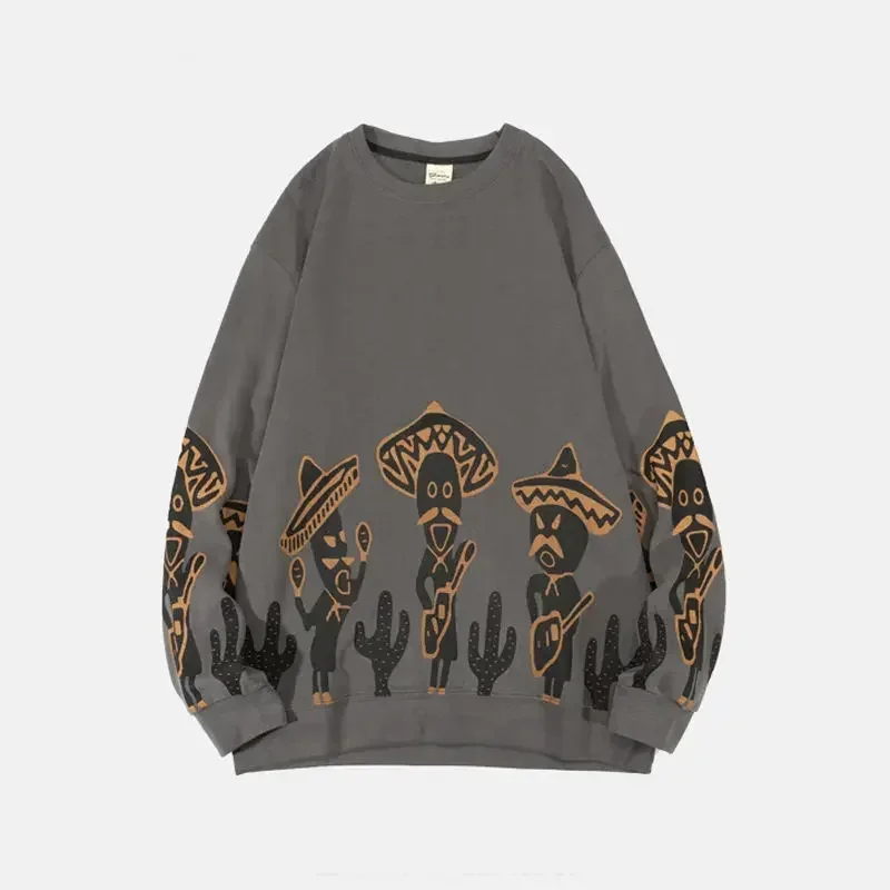 thumbnail image 1 of Sudadera con capucha estampada de manga para hombre, ropa para hombre, sudadera negra sin capucha, top gráfico de anime, moda Harajuku, estilo coreano, ofertas, 1 of 5