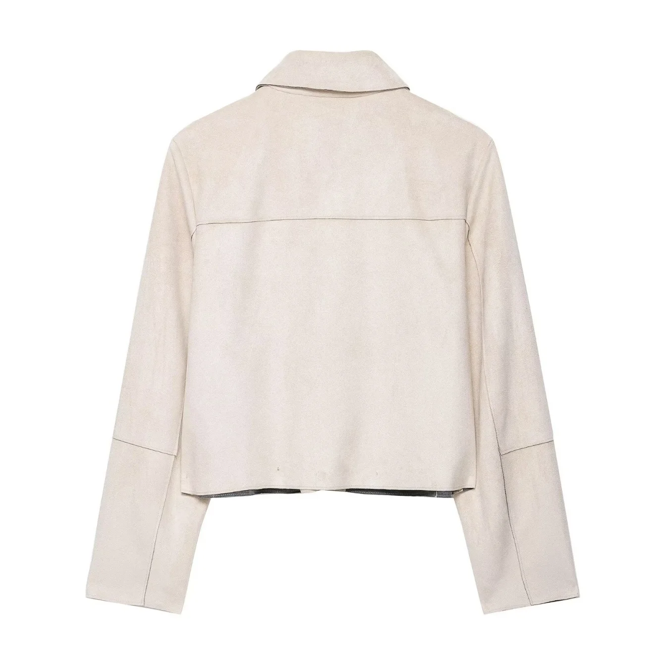 Women'S Winter Faux Suede Short Jackets Coat Autumn Vintage Long Sleeve Turn-Down Collar Cropped Coat Lady Jackets Streetwear