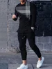 Simple Geometric Print Men's Fall Fashion Casual Crew-neck Tops And Pants Urban Street Fashion Trends Men's Tops And Long Styles 6
