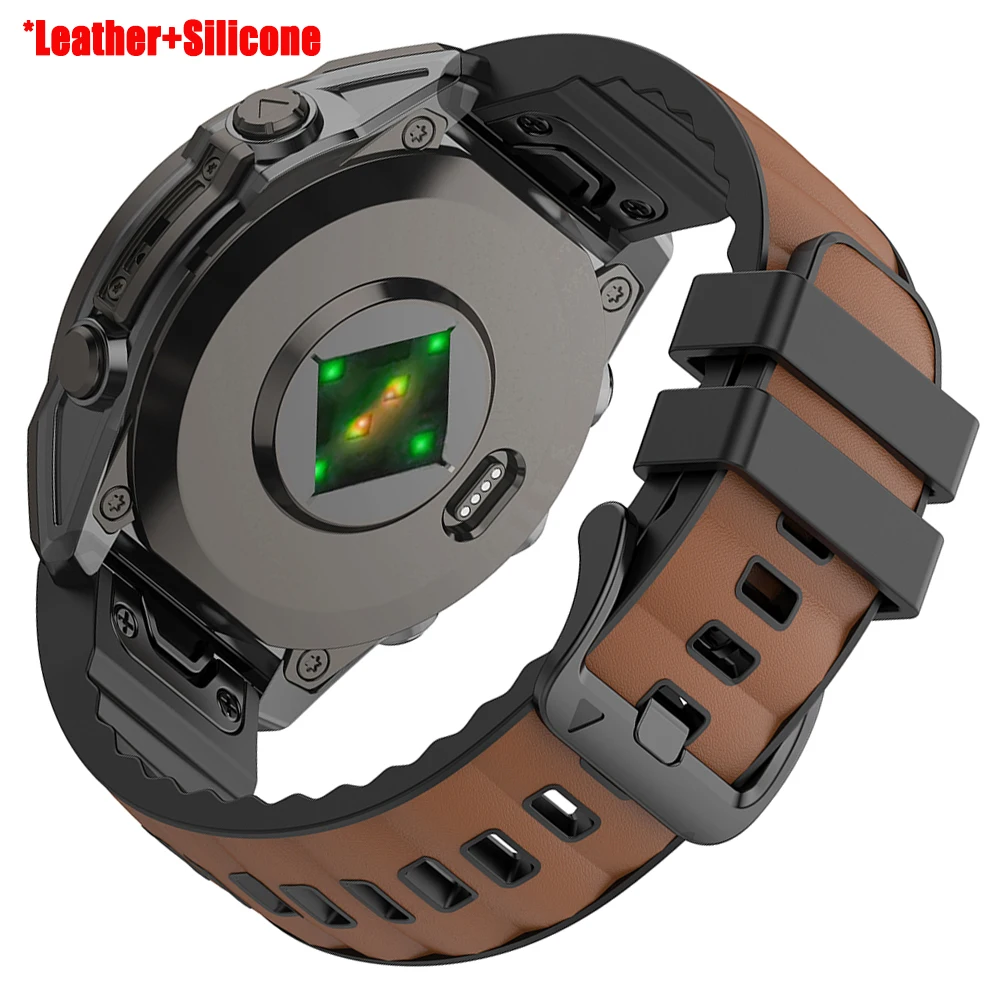 Premium Leather & Silicone Strap for Garmin Smartwatches - QuickFit Sports Band