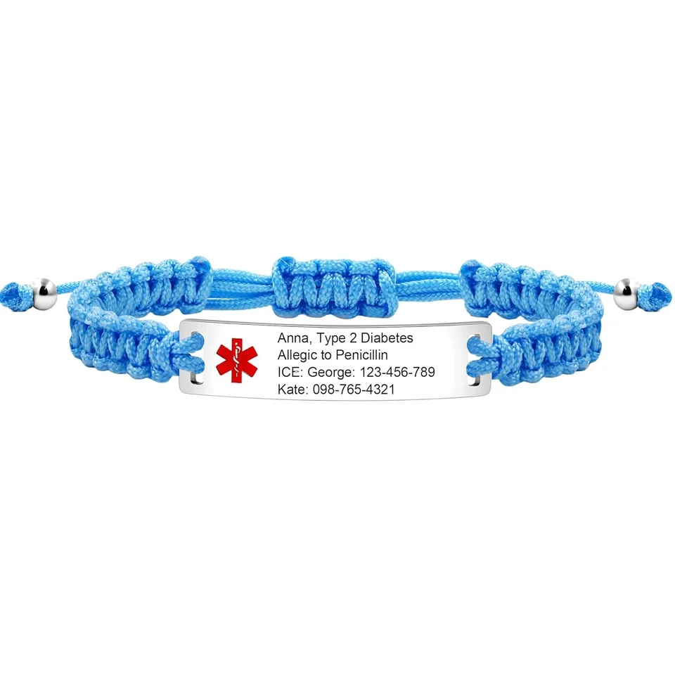 Uloveido Medische Alert ID Armband Laser Gegraveerde Epilepsie