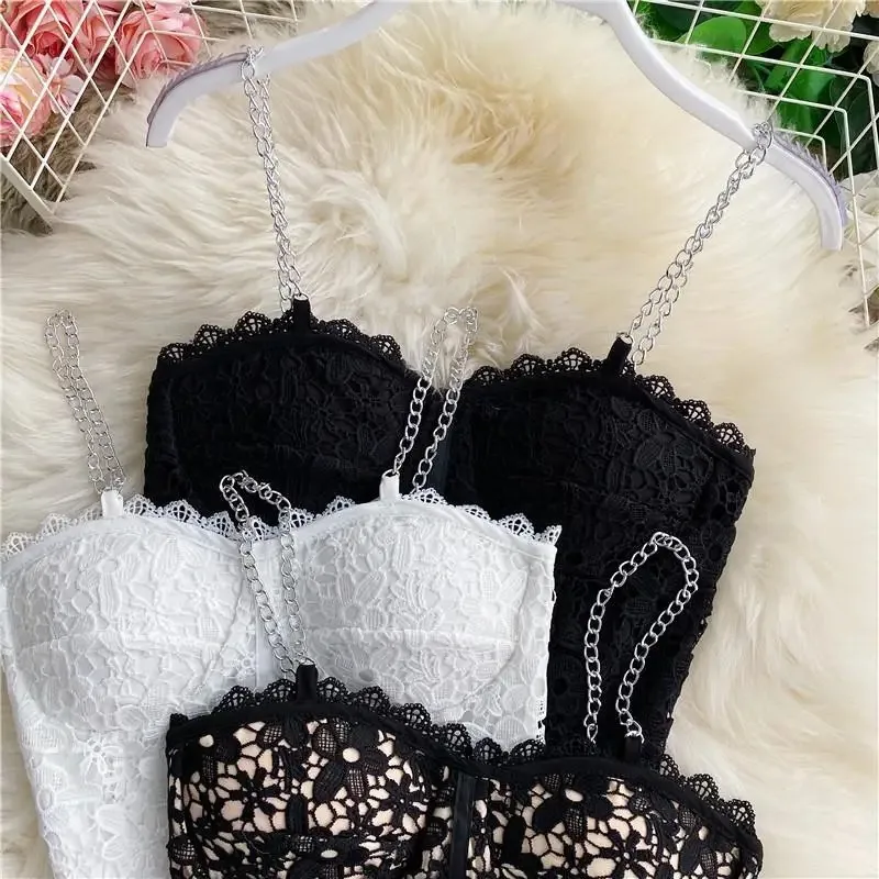 Fashion Sexy Spice Cutout Lace Women Underwear Iron Chain Sexy Bra One-Piece Full Cup Slip Wire Free Chest Binder Bras