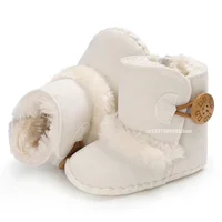 2023 Autumn Winter Baby Boots, Infant Girls Boys Warm Fashion Solid Shoes with Fuzzy Balls First Walkers Kid Shoes 0-18M 4
