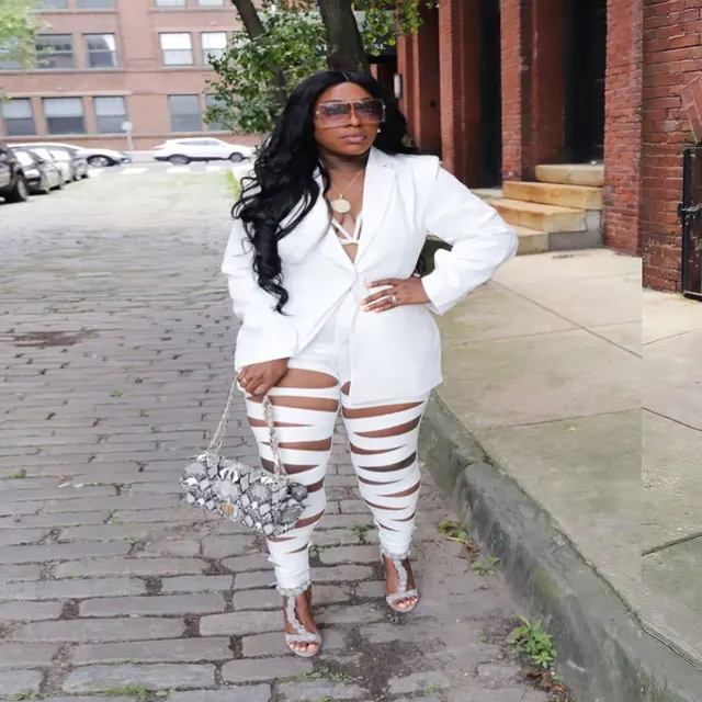 Plus Size Women's Wear Autumn And Winter 2022 New Sexy Nightclub Style Slim  Hollow Out Street Fashion Suit Two Piece Large Set - Plus Size Sets -  AliExpress