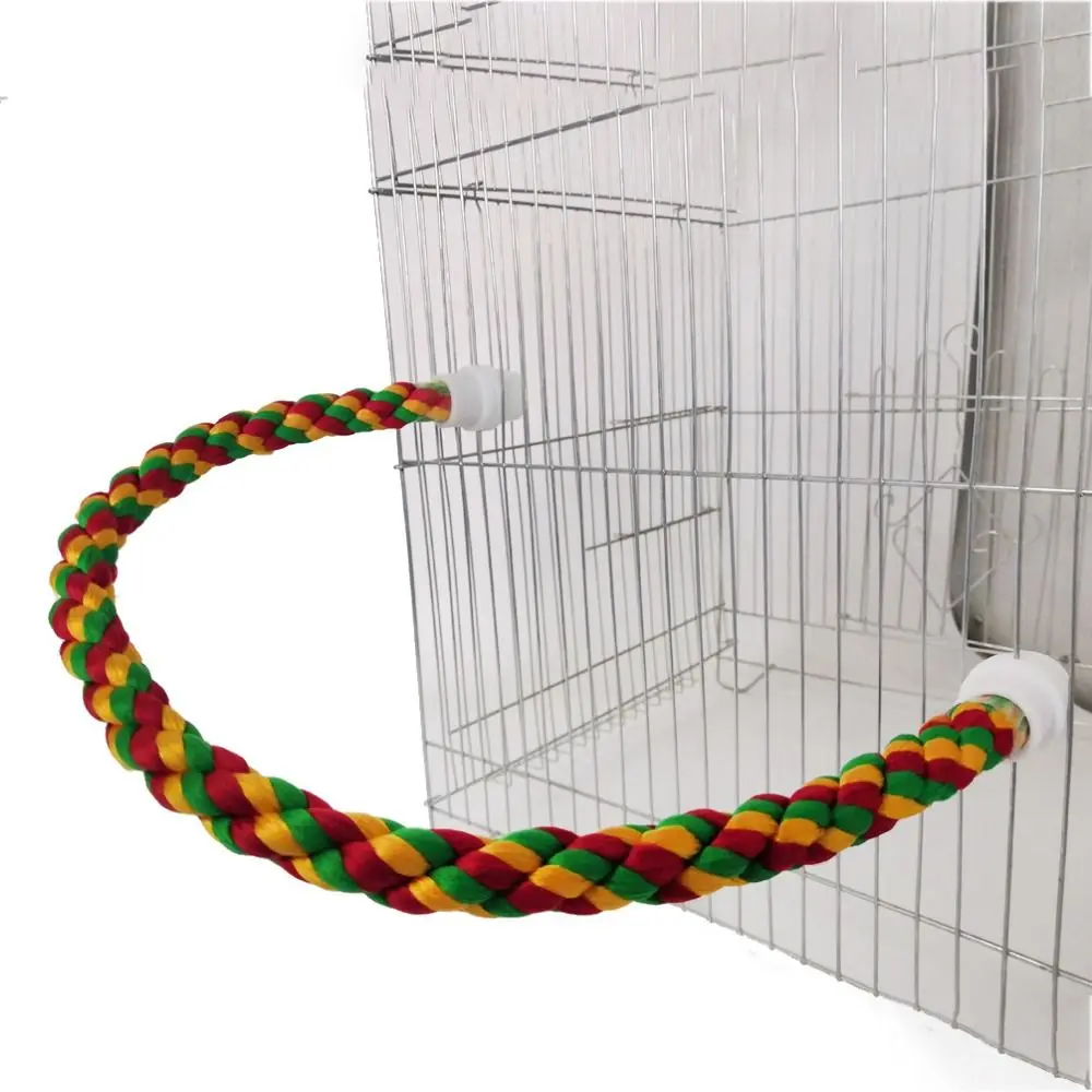 

Flexible Colorful Parrot Hanging Rope Bite Resistant Cotton Rope Bendable Parrot Standing Perches Wear Resistant