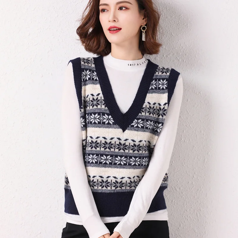 

Western Style Youthful-Looking Knitted Sleeveless Waistcoat Women's Bandage Dress Sweater Vest Wholesale