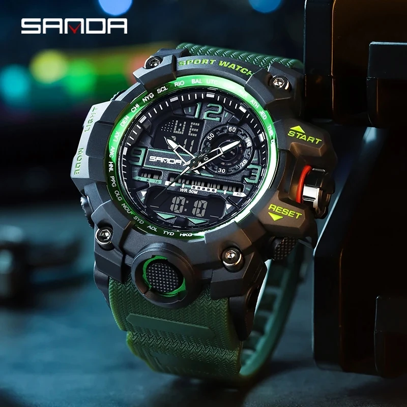 SANDA 3133 2022 G Style New Men's Watches 50M Waterproof Shock Sports Military Quartz Watch For Male Digital Wristwatch Clock 6