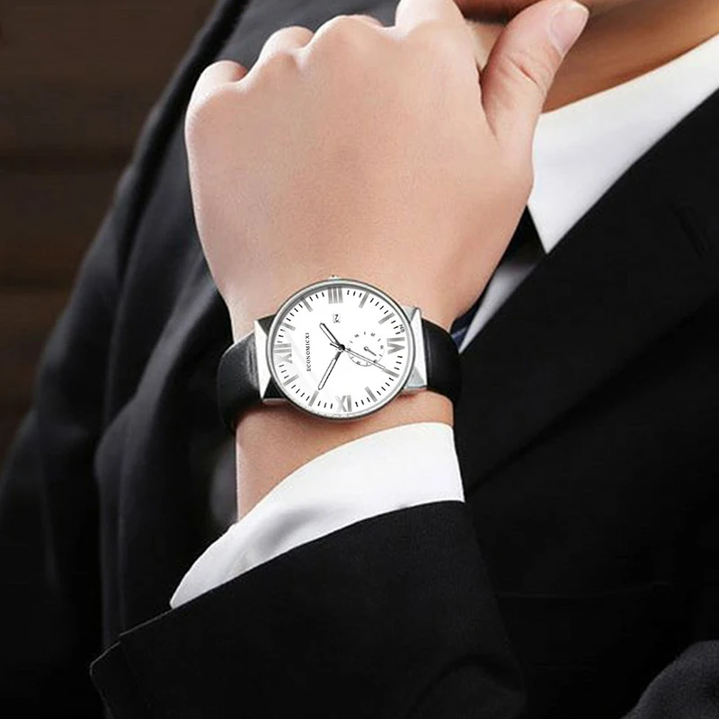 

New Men Watch Fashion Luxury Leather Strap Calendar Quartz Sport Watch Men's Clock Professional Leisure Watch Relogio Masculino