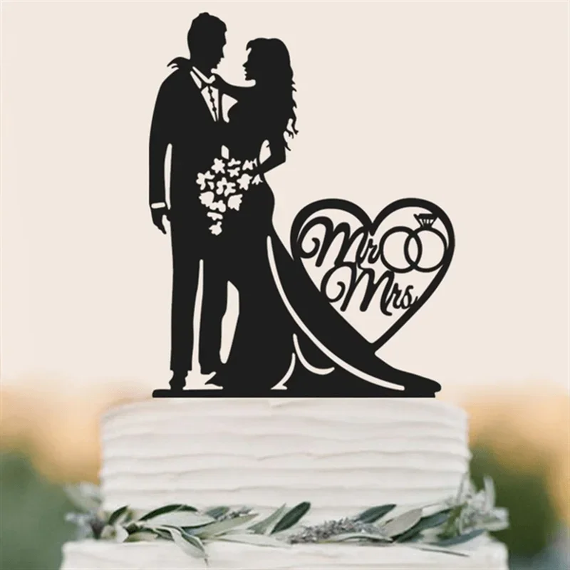 Mr & Mrs Acrylic Cake Topper – Mirror Gold Wedding Cake Decor, Bride & Groom Sign For Anniversary Party - View #4