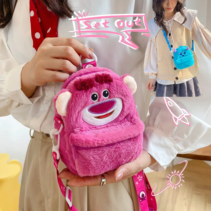 50cm 10 styles Genuine Disney Strawberry Bear Winnie the Pooh Plush Doll  Backpack Kawaii Cartoon Messenger Bag Kid Birthday Gift